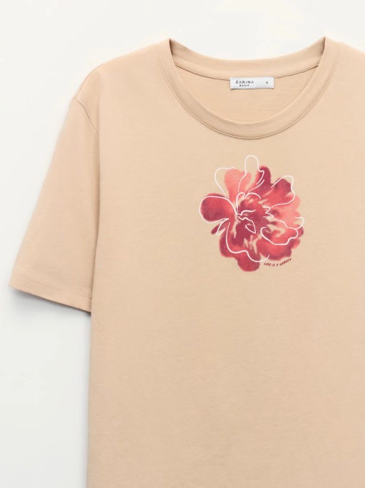 Футболка из хлопка с принтом / Zarina фото 9