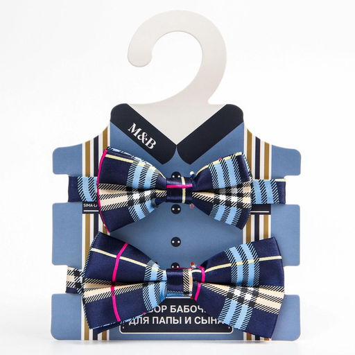 Галстук - бабочка для мальчика и папы «Набор для фотосессии», 2 шт., синий, M&B