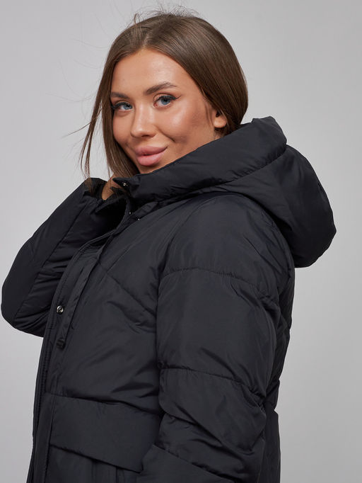 Зимняя женская куртка молодежная с капюшоном черного цвета 586821Ch - RoccaManer фото 14