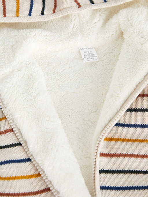 Kap??onlu Uzun Kollu ?izgili Erkek Bebek Triko H?rka - Waikiki фото 3