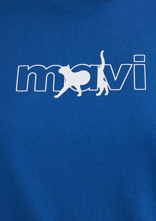 Mavi Kedi Logo Bask?l? Mavi Tisort  фото 6
