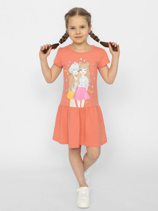 CRB wear/CSKG 63659-28 Платье для девочки,коралловый/Ex.Cherubino