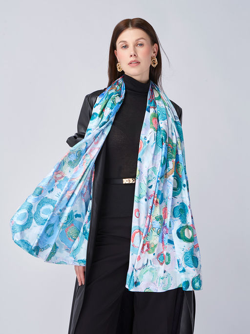 Большой, мягкий, тонкий и очень нежный двусторонний палантин с рисунком - Tantino фото 8