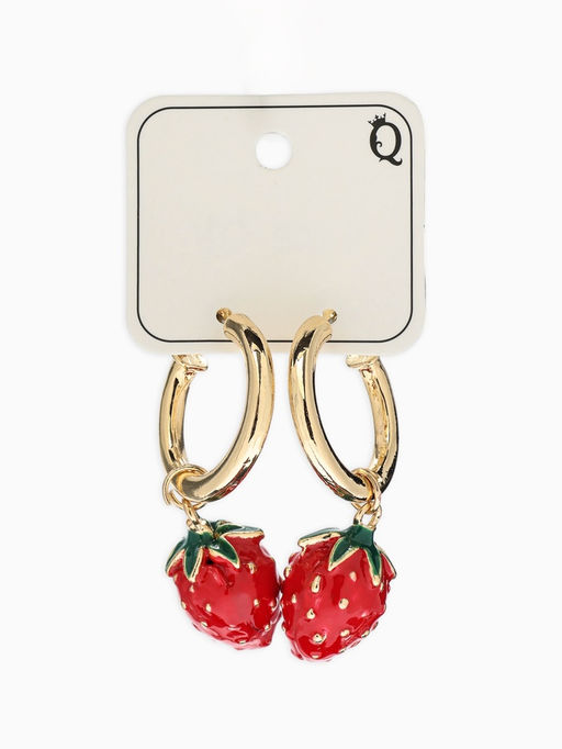 Серьги "Земляника", цвет красный в золоте