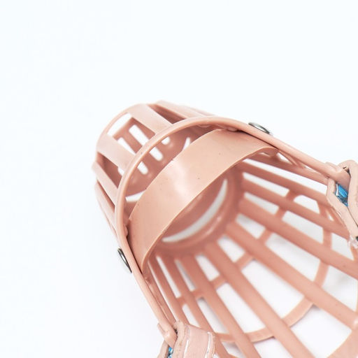 Намордник пластиковый №1 с ошейником из эко кожи ОМ 11 см ДН 5 см ОШ 31-42 см - Пижон фото 5