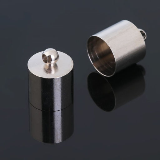 Цена за 2 шт. Концевик-шапочка, СМ-167, набор 5 шт. 11×14 мм, цвет серебро