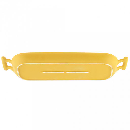 Форма для запекания керамическая "Модерн" 360мл, 26,5х10,8х2,5см, гриль, прямоугольная, 2 ручки, общая длина 32см, желтый, в коробке (Китай)