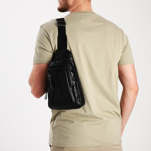 Сумка слинг мужская, искусственная кожа, цвет чёрный - Simaland фото 3