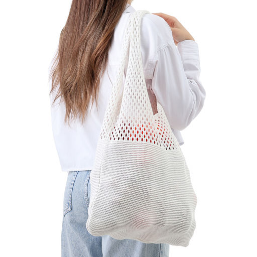 Сумка-авоська плетёная, клетка 0.5 см, белая