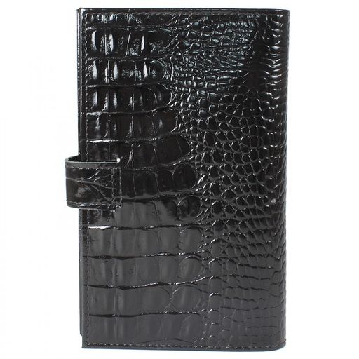 Визитница Croco-В-204 (с хляст, 3х рядная 72 карты) натуральная кожа черный кайман (61) 208517  фото 2