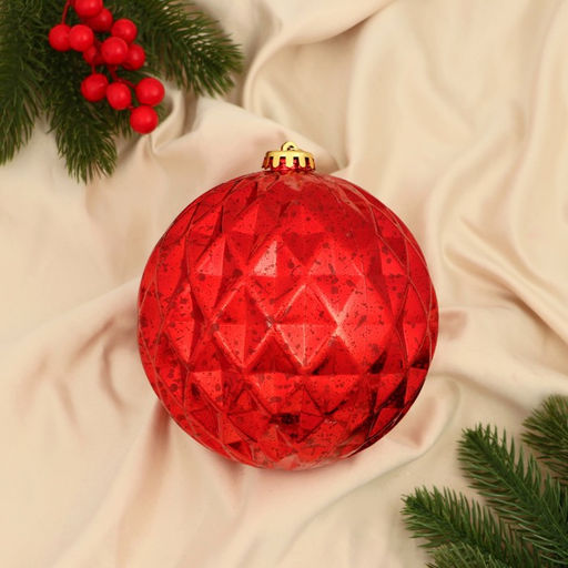 Ёлочный шар гигант Винтаж d=15 см, грани, красный