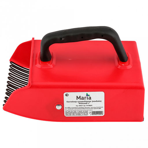 Марья (Maria) Комбайн (контейнер) плодосборник Финский L для ягод, 24,5х17,5х14см, с заслонкой, пластик/металл/обрезиненная ручка (подходит для всех типов ягод), цвет - красный (Китай) - Домашняя мода фото 3