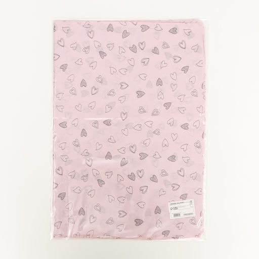 Цена за 10 шт. Бумага упаковочная тишью, Сердечки, 50 см ? 70 см 17 грамм, розовая