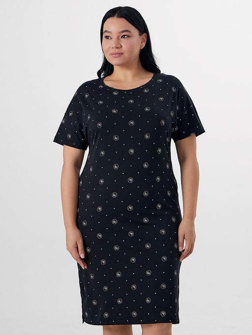 Сорочка ночная женская черная с узором - Mark formelle фото 3