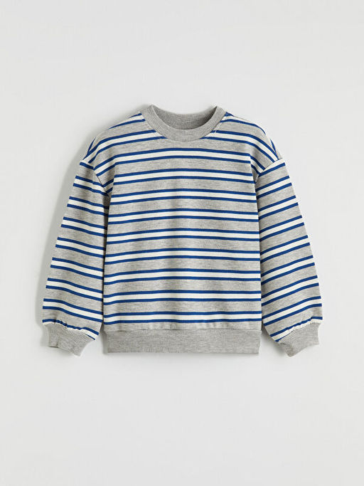 Bisiklet Yaka ?izgili Erkek ?ocuk Sweatshirt