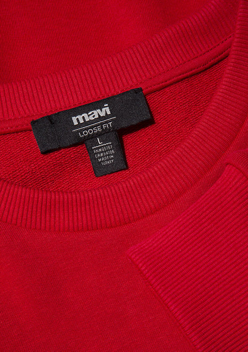 Y?lbas? Temal? K?rm?z? Sweatshirt - Mavi фото 6