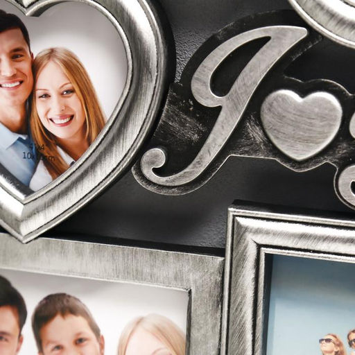 Фоторамка - коллаж на 8 фото 12?12, 10?15 см Я люблю тебя, пластик, мультирамка, серебро, 43?43 см