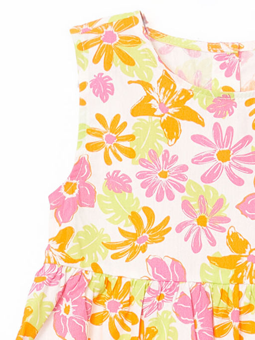 Bisiklet Yaka ?i?ekli K?z Bebek Elbise