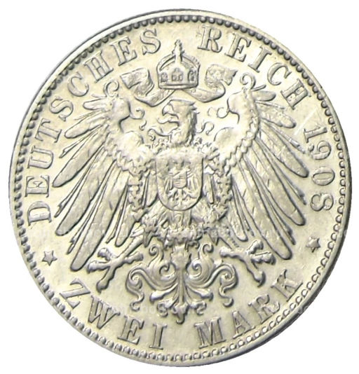 2 марки 1908 года Е Германия (Саксония)