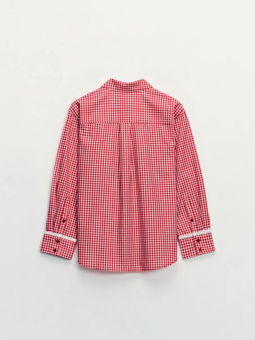 Рубашка из хлопка в клетку / Zarina фото 9