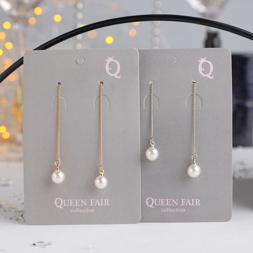 Серьги с жемчугом Цепочки горошина, цвет МИКС - Queen fair фото 2