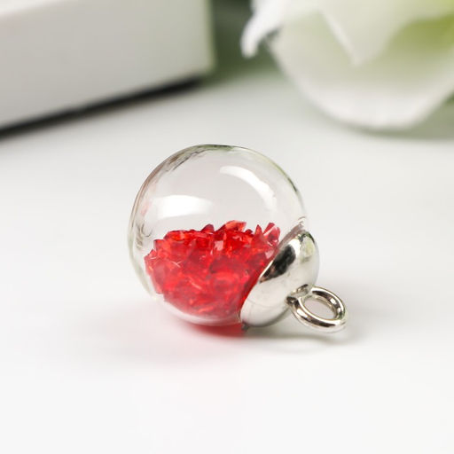 Подвеска декоративная для творчества стекло «Шар - камешки», красная, d=1.6 см, набор 10 шт.