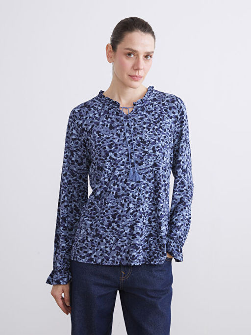 Ba?lamal? Yaka Desenli Bluz