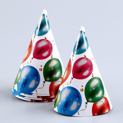 Набор бумажной посуды С днём рождения, шары: 6 тарелок, 1 гирлянда, 6 стаканов, 6 колпаков - Страна карнавалия фото 7