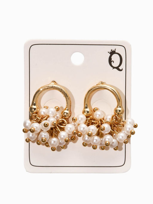 Серьги жемчуг «Виноград», белые в золоте