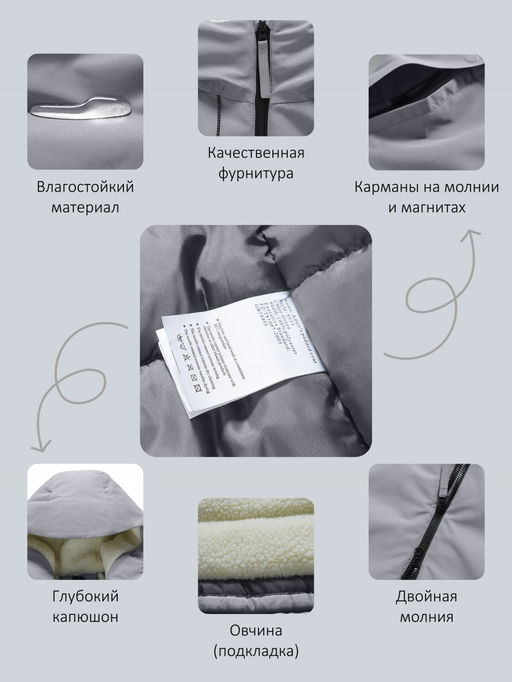 Парка зимняя мужская с капюшоном серого цвета 9533-1Sr - Mtforce фото 22