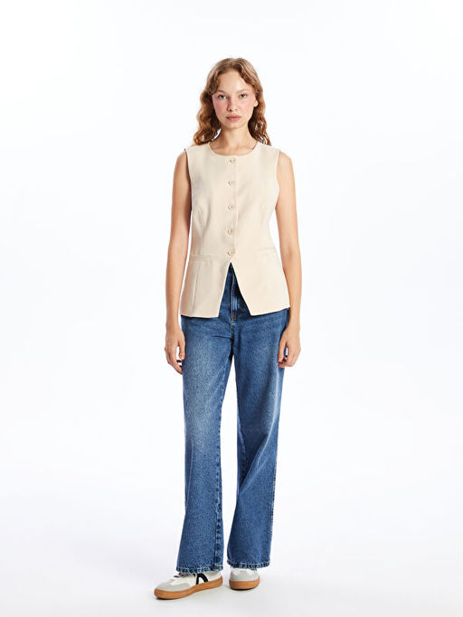 Bisiklet Yaka Kad?n Klasik Yelek