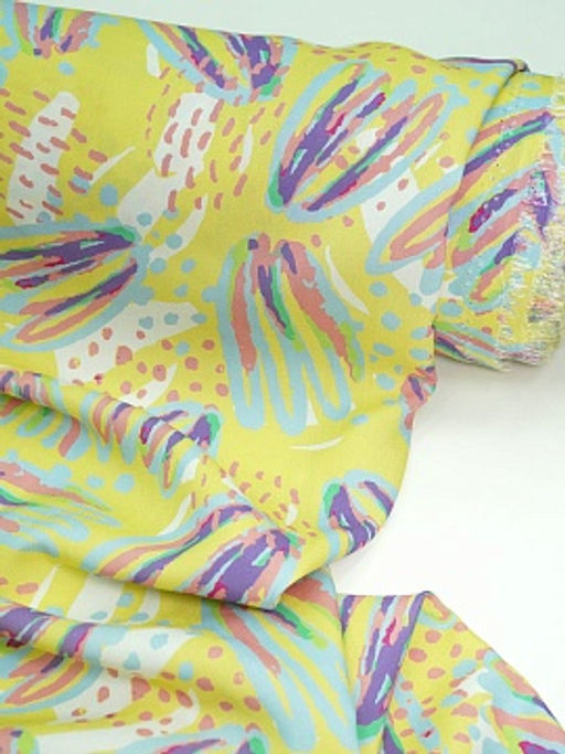 Штапель Яркая фантазия цв.лимонный, ш.1.45м, вискоза-100%, 105гр/м.кв - Купава фото 10