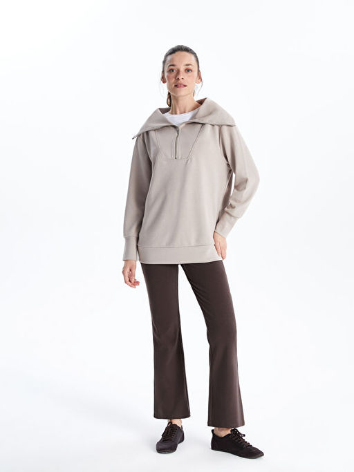 Dik Yaka Oversize Kad?n Sweatshirt Tunik