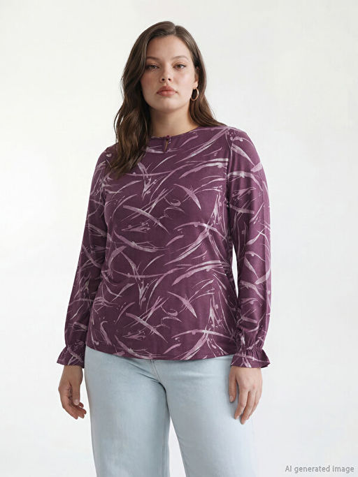 Bisiklet Yaka Desenli Bluz