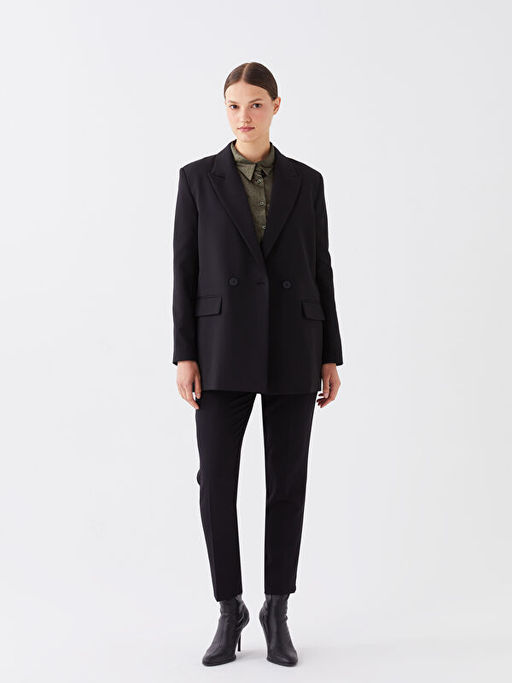 D?z Uzun Kollu Kad?n Blazer Ceket