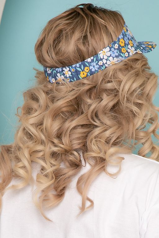 Козырек хлопковый (ромашки, синий) КЗ14 - Lt collection фото 3