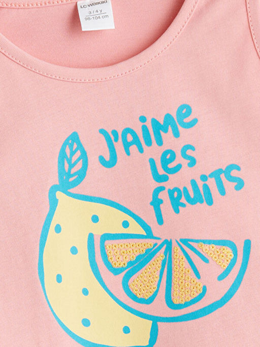 Bisiklet Yaka Bask?l? K?z ?ocuk Atlet