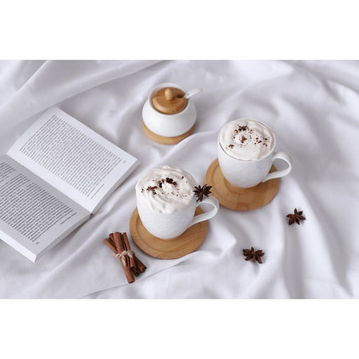 Сахарница фарфоровая с ложкой на деревянной подставке BellaTenero, 170 мл, цвет белый  фото 13