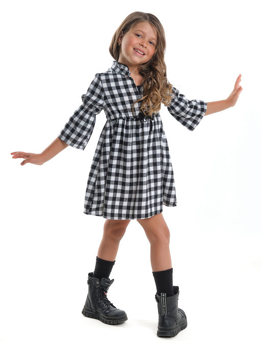 Платье для девочки клетка нарядная детская одежда малышам UD 7877 черная клетка - Mini maxi фото 5