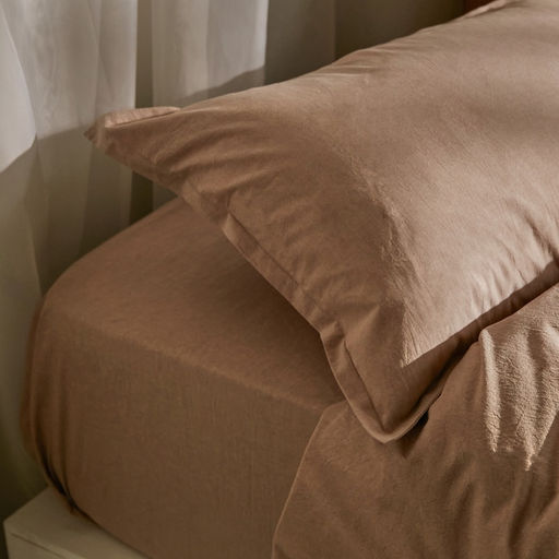 Простыня на резинке евро SL Home Деним, 200200+30 см, бежевая, жатый хлопок - Sima-land home фото 6