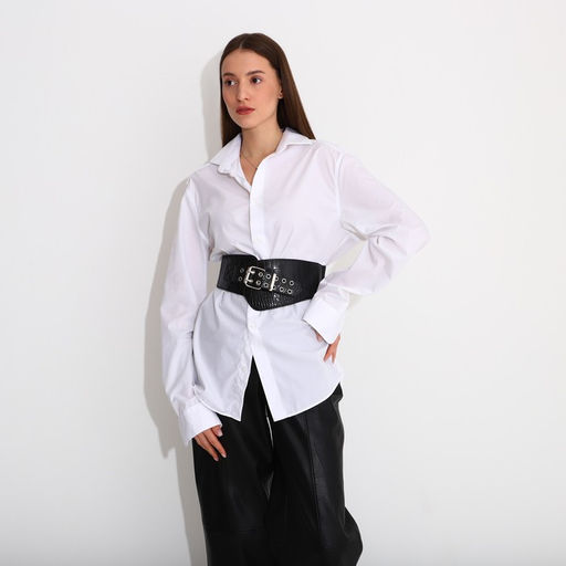 Ремень женский, ширина 12 см, пряжка металл, люверсы, цвет чёрный - Simaland фото 4