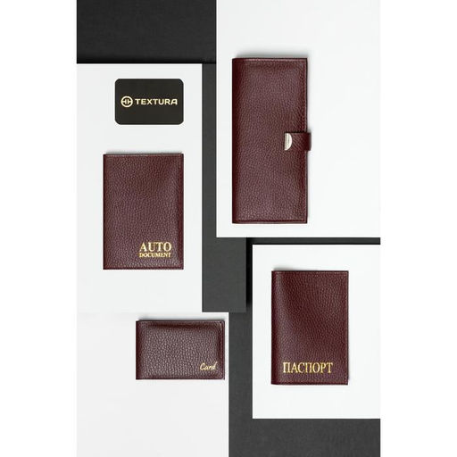 Визитница, 18 карт, цвет бордовый - Textura фото 4