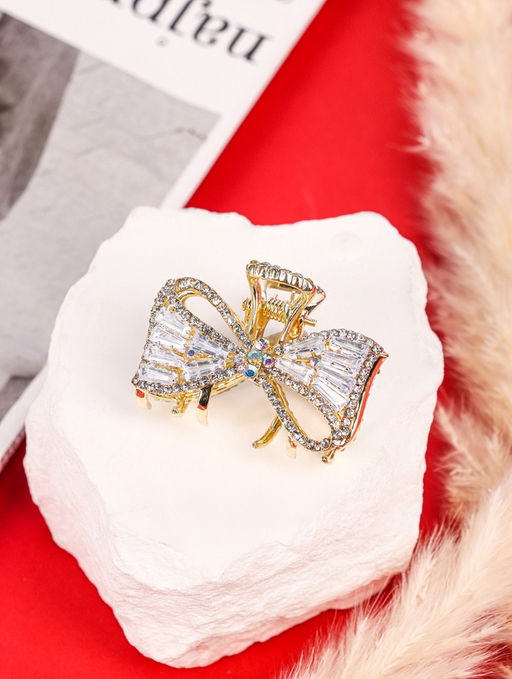 Цена за 6 шт. Крабик для волос «Дороти», бантик, 4 см, золото