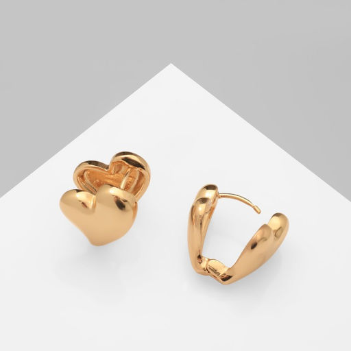 Серьги металл Аккорд сердечко, цвет золото - Qf фото 2