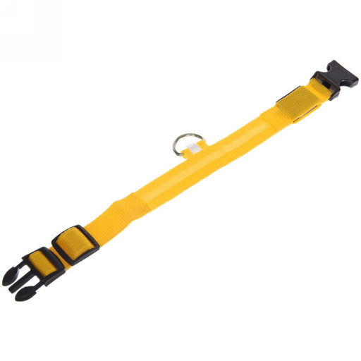 Ошейник с подсветкой и кольцом для жетона для средних пород собак "Бро видно", цвет жёлтый, размер M - 2,5*50см (лейбл)