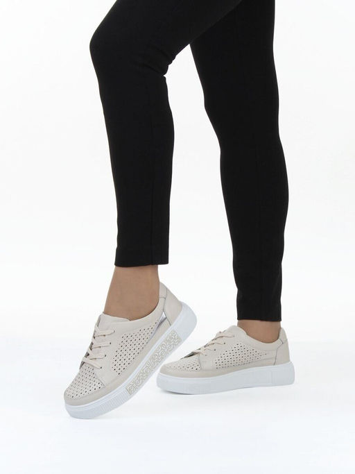 03-C322-2A BEIGE Полуботинки летние женские (натуральная кожа) - Фабричный китай фото 2