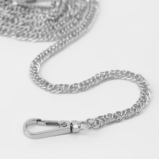 Цена за 2 шт. Цепочка для сумки, с карабинами, железная, 6 8 мм, 120 см, цвет серебряный