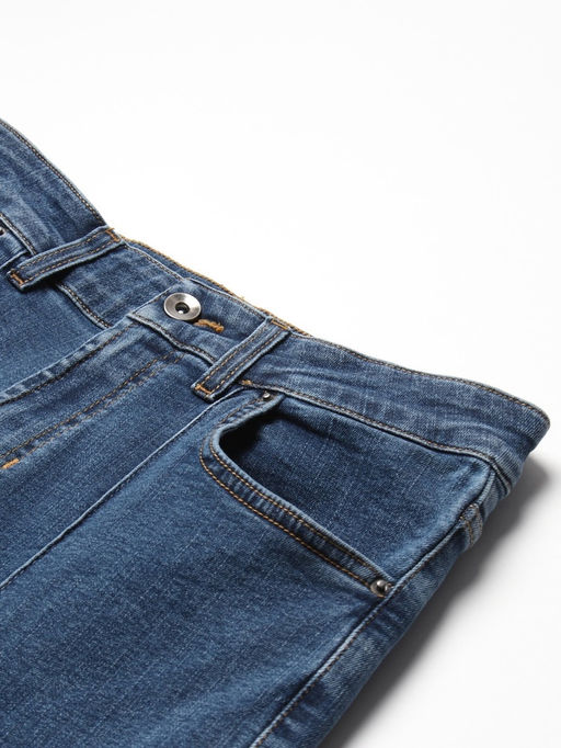 Джинсы женские клёш со стрелкой MINAKU: Jeans Collection, размер 48, синие