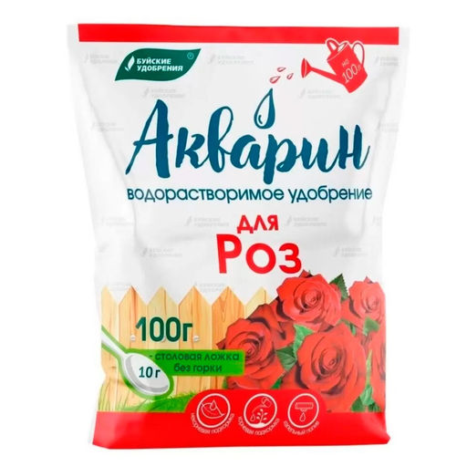 Компл.мин.удобр."Акварин Для роз" марка 7, 0,1кг (водораств., с микроэл.) "БХЗ"