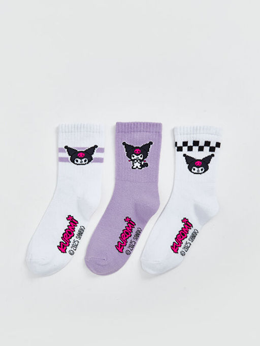 Kuromi Desenli K?z ?ocuk Soket ?orap 3l?